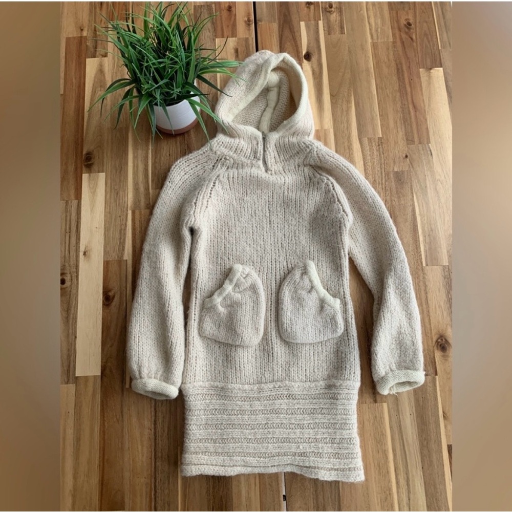 Vero Moda White Chunky Knit Sweater Hoodie loose-fit Coarse heavy yarn